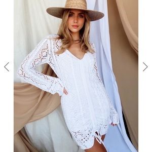 12th Tribe White Crochet Knit Dress Y2K Boho